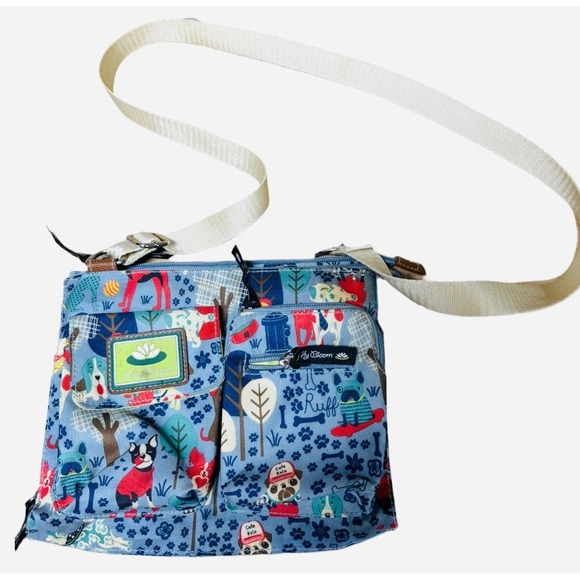 Lily Bloom Who Let The Dogs Out Small Crossbody Bag Cloth Purse Blue - Picture 1 of 6